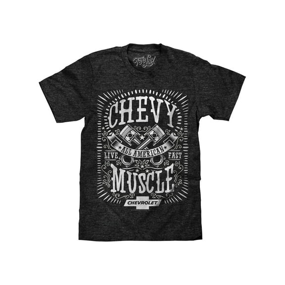 Tee Luv Chevy All American Muscle Chevrolet Car Piston Graphic T-Shirt (Men's) (S)