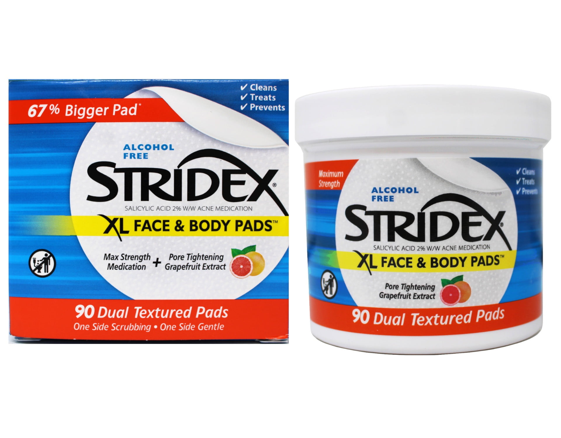 5 Pack - Stridex XL Acne Pads for Face and Body with Salicylic