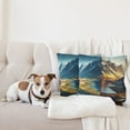 thumbnail image 4 of Ambesonne Lake Throw Pillow Cover 2 Pack, Dreamy Art Snowy Mountains Sun, 20", Sea Blue Dark Khaki, 4 of 7