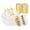 Gold, variant on Disposable Party Tableware Set Includes Plastic Plates Cups Forks Knives Spoons for 10 Guests Events Birthdays Silver