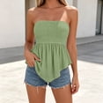 thumbnail image 2 of Jerdar Women's Smocked Tube Tops Flowy Ruffle Sleeveless Peplum Bandeau Babydoll Cami Tank M, 2 of 7