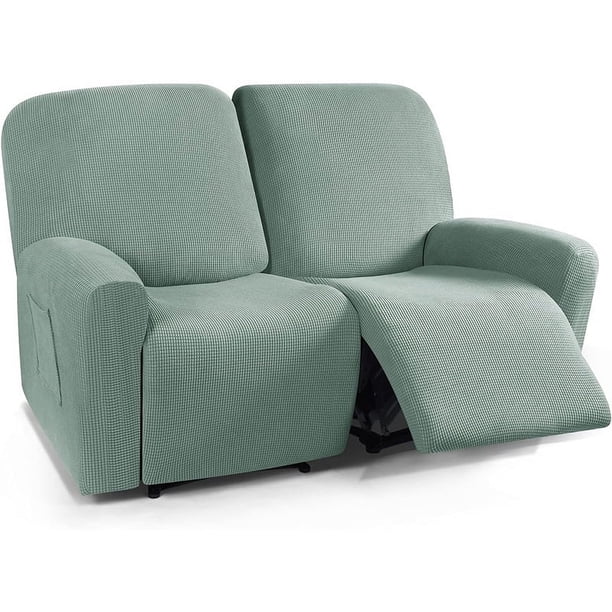 Xiao Hua Funda de sofá elástica, funda de sillón verde de vellón grueso, funda protectora para sofá de sala de estar, 2 plazas