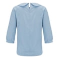 thumbnail image 5 of WTXUE Collared Shirts 3/4 Length Sleeve Womens Tops Cotton Linen Shirts Babydoll Tops Flowy Blouses Ruched Tops for Women Loose Tops for Women Summer Womens Tshirts Sky Blue M, 5 of 5