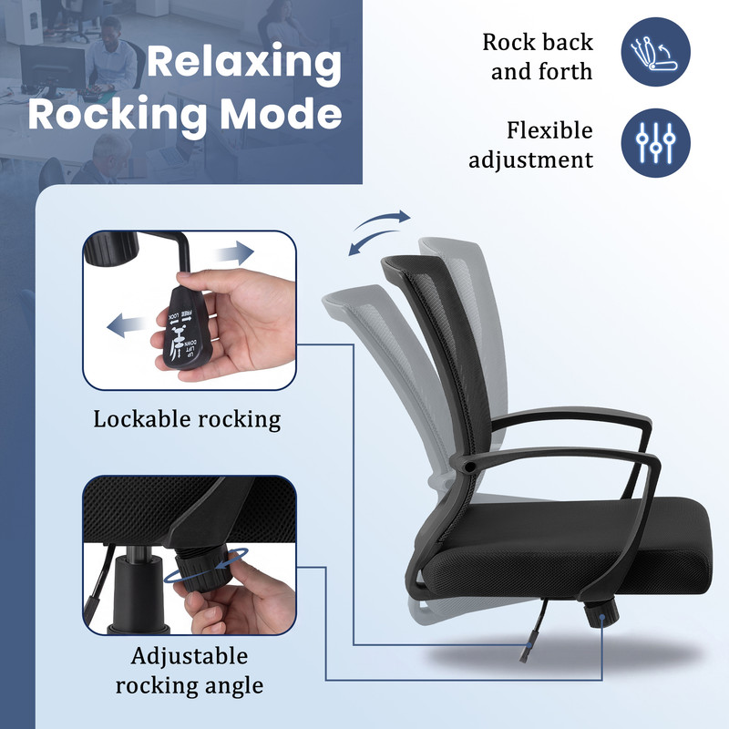 Lacoo Mid-Back Ergonomic Mesh Office Chair, Black photo 7
