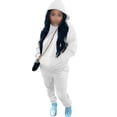 thumbnail image 3 of Capreze Jogging Sweatsuits For Womens Fleece Sherpa Lined Two Piece Casual Lounge Set Long Sleeve Tracksuits With Pockets White XL, 3 of 4