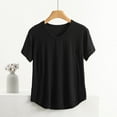 thumbnail image 4 of Outfmvch Workout Tshirts Womens Summer Tops Plain T Shirts Shirts for Women Ladies Tops and Blouses Crop Top Shirt Short Sleeve Shirts for Women Black XL, 4 of 5