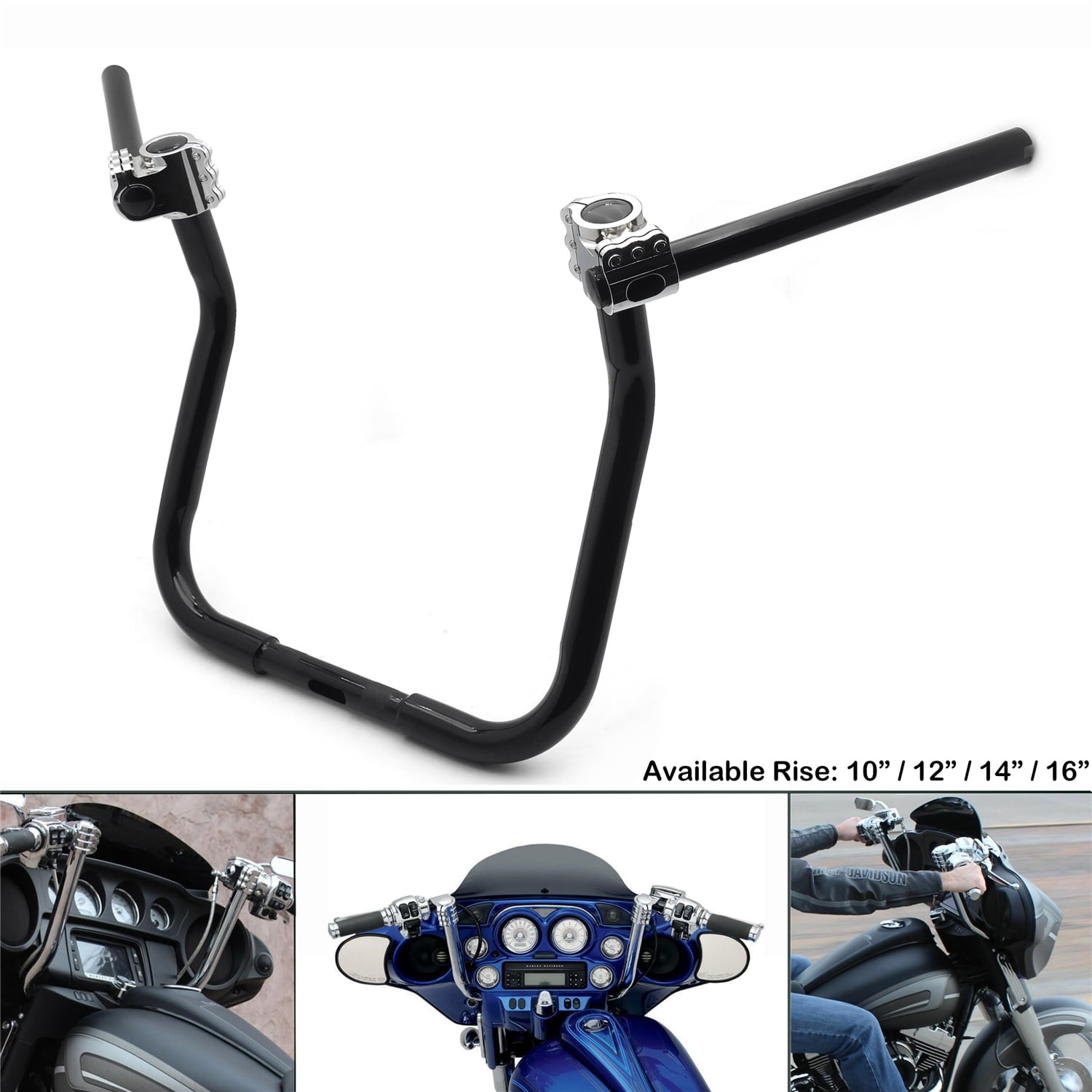 HTTMT Black 14" Rise Adjustable Handlebars 1.25" Compatible with 0820