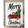 thumbnail image 4 of Merry Christmas Small Stall Shower Curtain, Waterproof Shower Curtains for Bathroom, Winter Xmas Red Black Plaid Truck Holiday Washable Fabric Cloth Bath Curtain for Bathtub with Hooks 36x78 Inches, 4 of 6