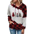 thumbnail image 2 of Sudaderas con capucha para mujer Estilo navideño Cordón Contraste Color Bolsillo frontal Sudadera con capucha para mujer para oficina Citas Fiesta Manga a cuadros roja XXL, 2 of 5