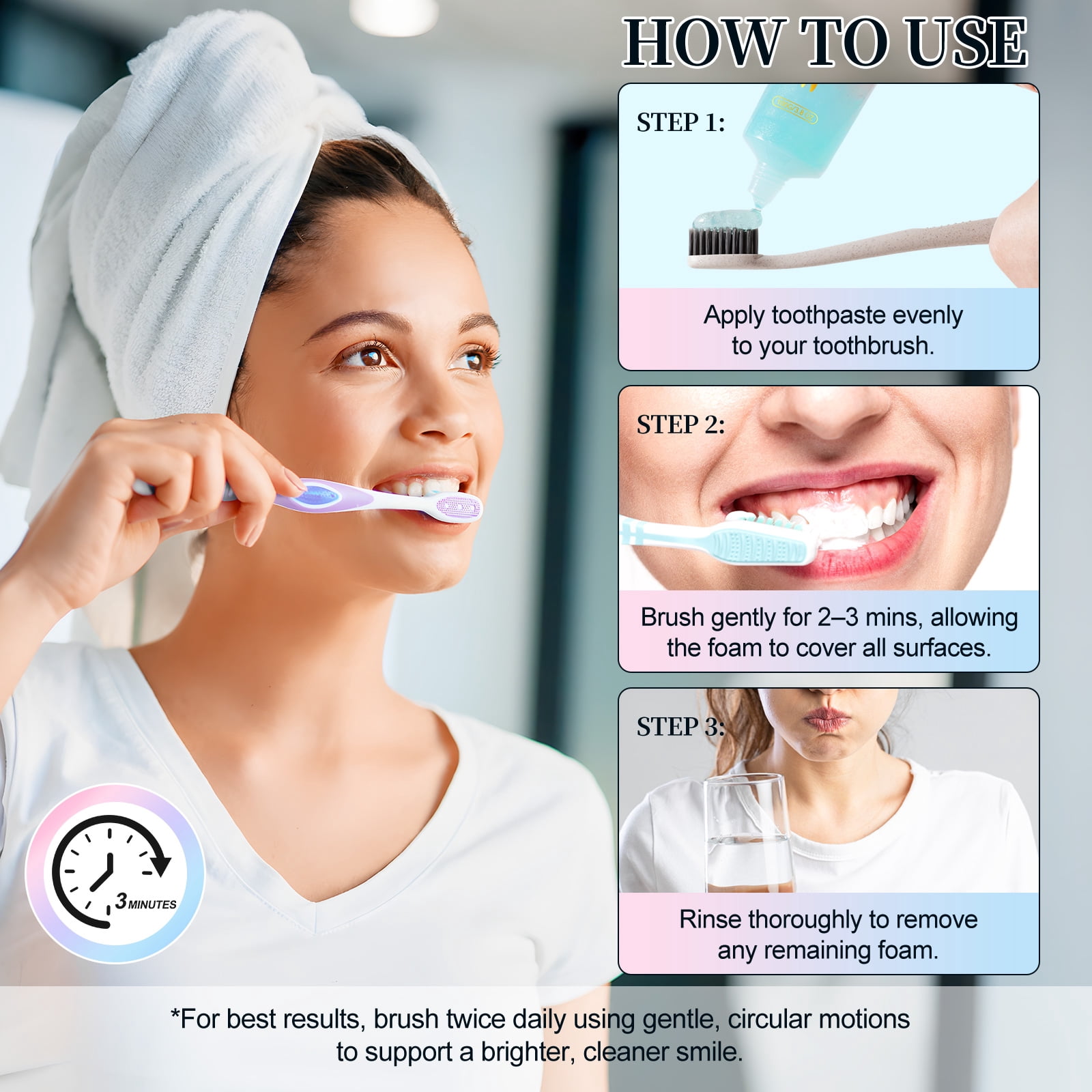 LusBeauty Whitening Toothpaste for Adults, Niacinamide Formula Removes Stains & Freshens Breath, Gentle on Enamel, 100g X 3Pack