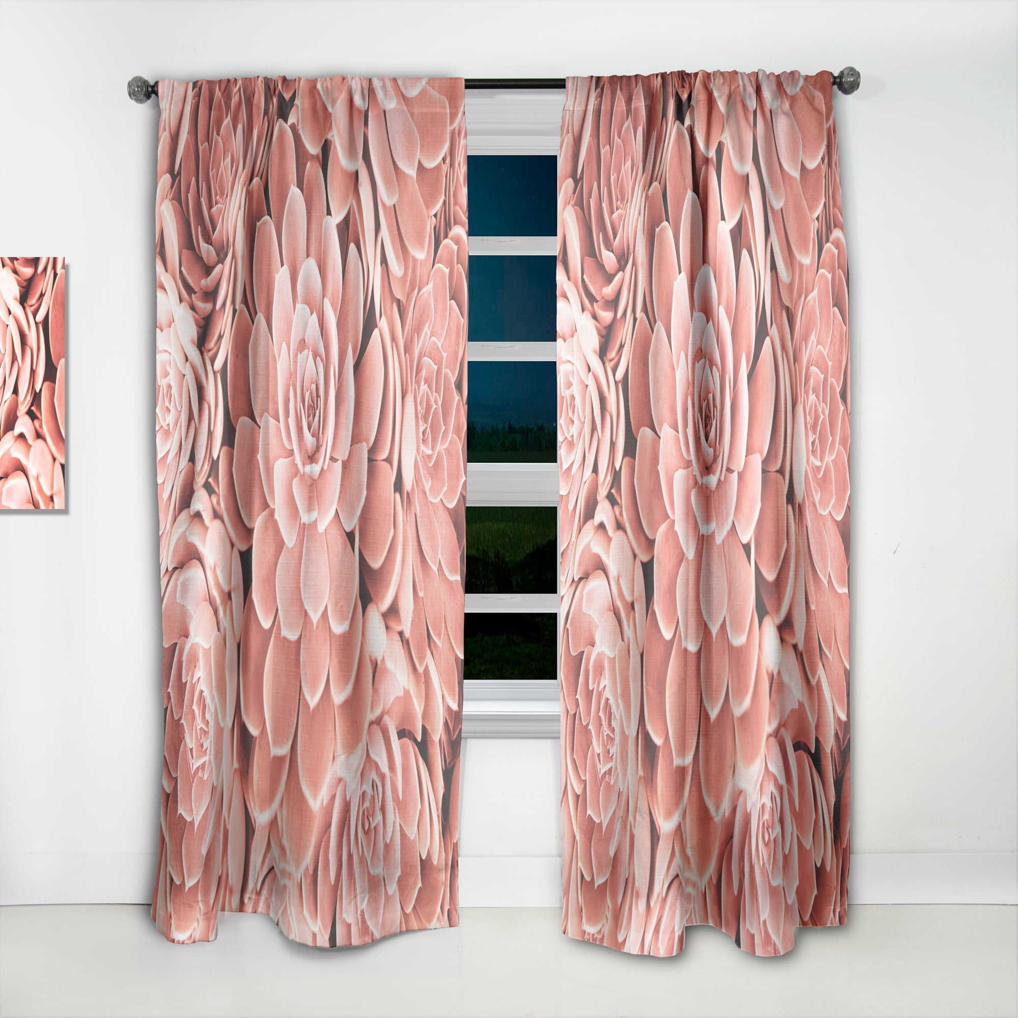 Designart 'Red Toned Succulent' Mid-Century Modern Curtain Panel