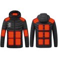 thumbnail image 2 of Cadancy Mens Womens Heated Coat Zip Up Long Sleeve 2 Temperature Modes 17 Heating Zones USB Rechargeable Jackets Washable Thermal Detachable Hooded Winter Quilted Jacket, 2 of 9