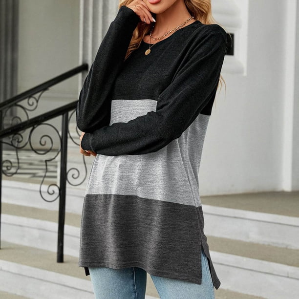Ichuanyi liquidación de moda para mujeres panel de contraste redondeo de cuello ICHUANYI WER2023082208543