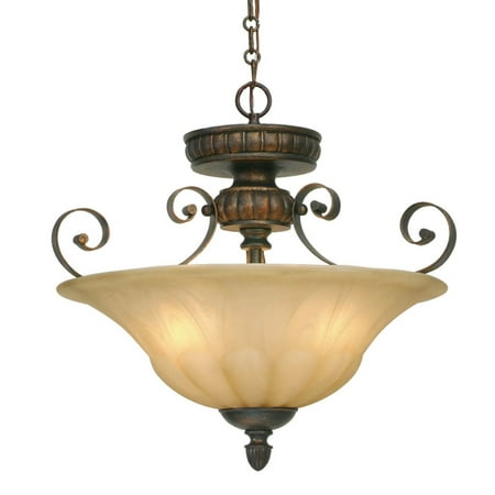 - Golden Lighting 7116-SF Three Light Convertible Bowl Pendant or Semi Flush Ceili