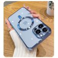 thumbnail image 1 of Luxury Transparent Magnetic For Magsafe Wireless Charging Case For iPhone 14 13 Pro Max Plating Soft Silicone Shockproof Cover, 1 of 5