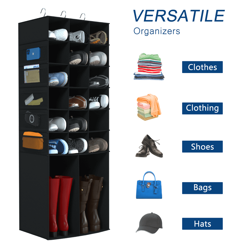 Hanging Shoe Rack Shoe Shelf Shoe Storage Organizer with Mesh Pockets, 20 Section Closet Organizer Taller Shoes Boots Organizer