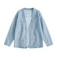 thumbnail image 5 of BangWanChi Women's Vintage Denim Coats, Open Front Long-Sleeve V-Neck Button-Up Denim Cardigan for Spring And Winter, 5 of 6