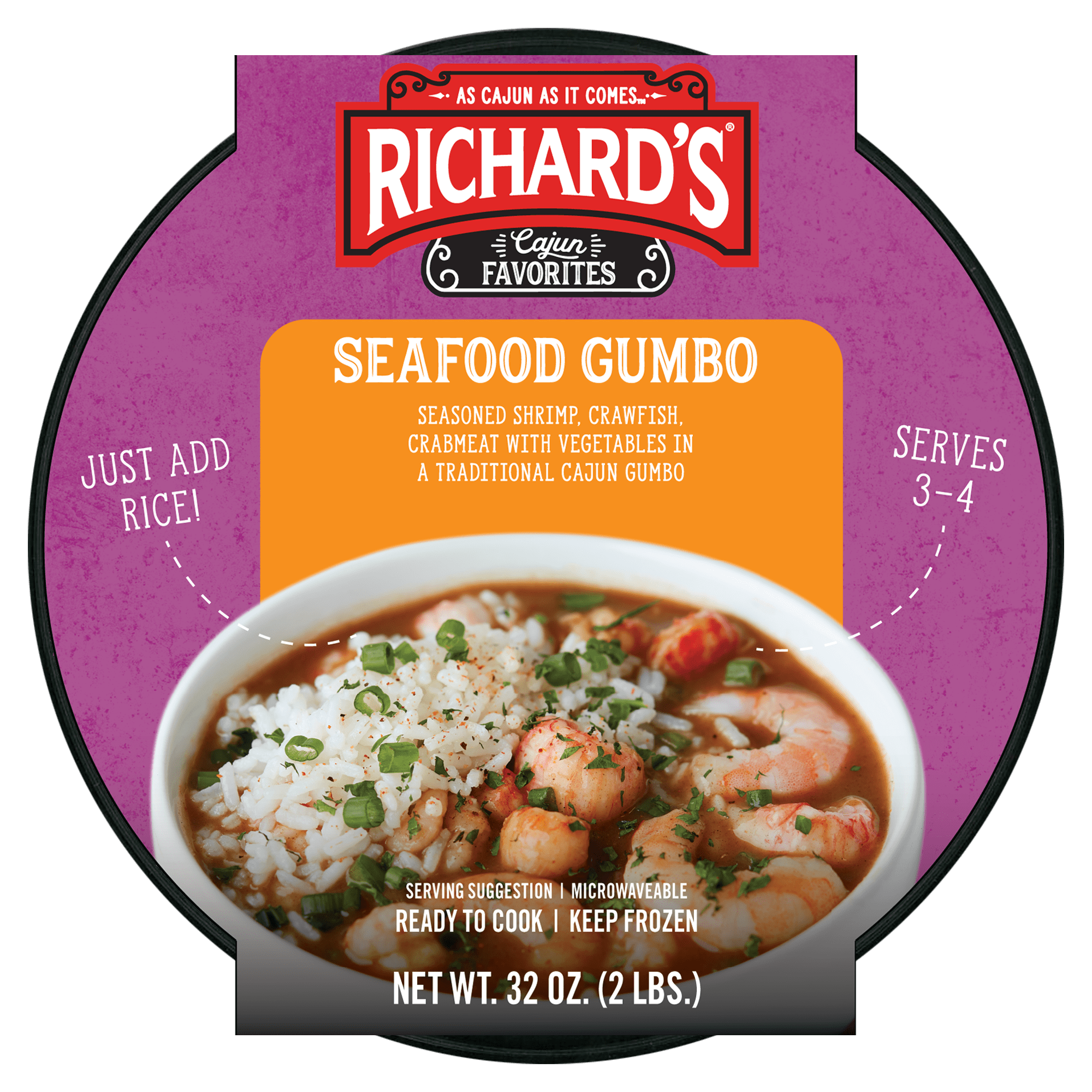 Richard's Cajun Favorites Seafood Gumbo, 32 oz (Frozen)