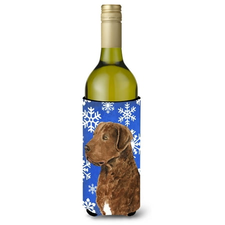 

Caroline s Treasures SS4669LITERK Chesapeake Bay Retriever Winter Snowflakes Holiday Wine Bottle Hugger Wine Bottle