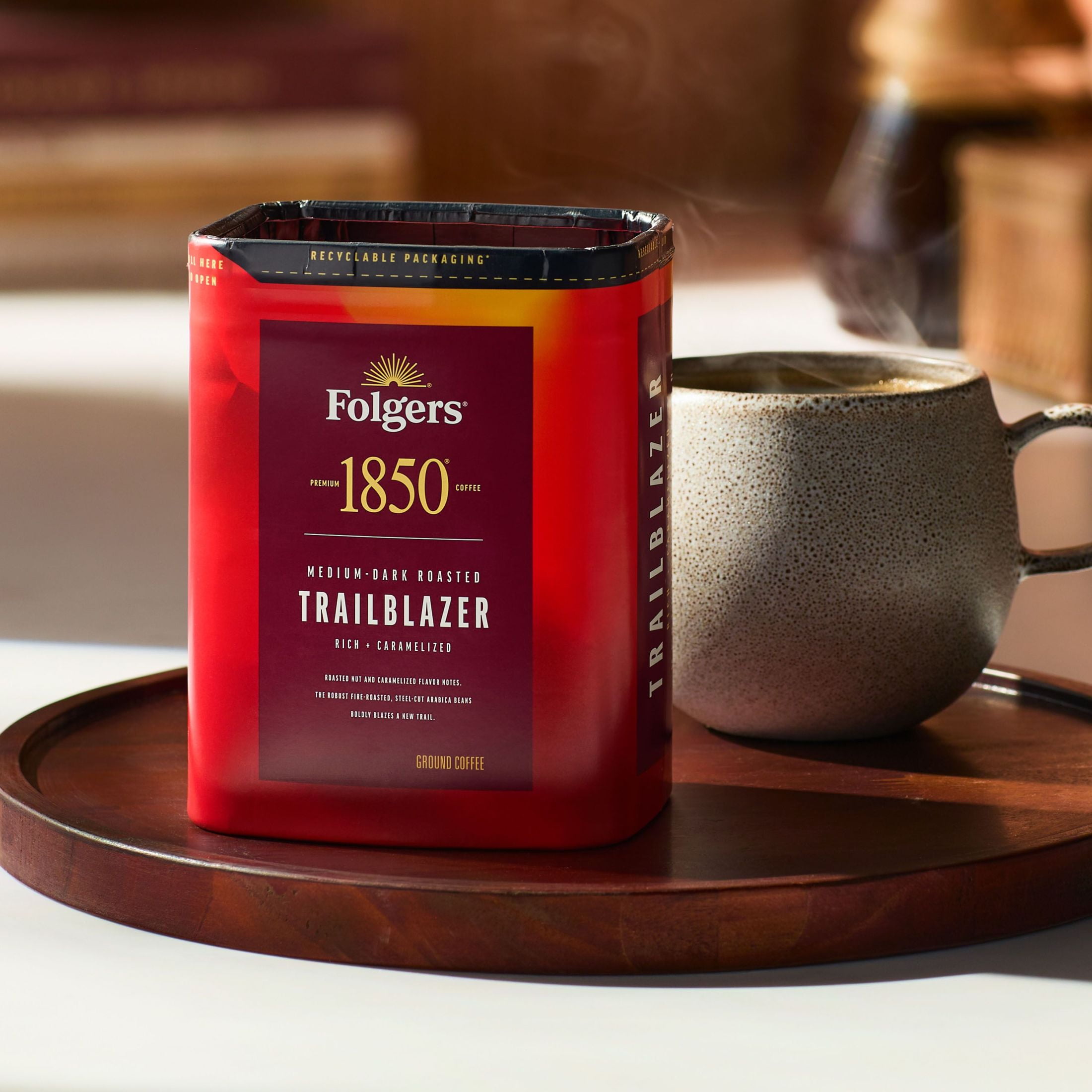 (6 pack) Folgers 1850 Expedition Blend Medium Roast Coffee, 12 oz Recyclable Canister