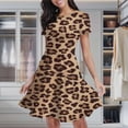 thumbnail image 2 of Cheetah Print Leopard Print Women's Classic Swing Skater Dress Casual Work Party Cocktail Dresses, 2 of 6