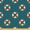 thumbnail image 2 of Ambesonne Marine Fabric by the Yard Upholstery, Cruise Marine Theme, 10 Yards, Petrol Blue and Vermilion, 2 of 5