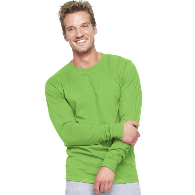 Hanes Beefy-T T-Shirt à Manches Longues pour Hommes, G, Lime