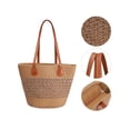 thumbnail image 4 of LAVA Women Straw Beach Bag Summer Boho Tote Bag Handbags Large Shoulder Purses Woven for Vacation (Khaki), 4 of 8
