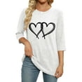 thumbnail image 4 of YUGYXL Fall Sweaters for Women Ribbed Knit Fashion Heart Print 3/4 Sleeve Casual Winter Clothes Pullover Tops White M, 4 of 5