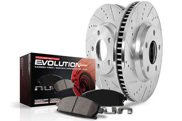 Power Stop K4079 Front and Rear Z23 Evolution Brake Kit with Drilled/Slotted Rotors and Ceramic Brake Pads