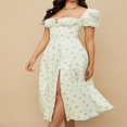 thumbnail image 3 of EIMELI Robe Boho Cottagecore pour Femmes à Manches Bouffantes Robe Vintage à Encolure Carrée Robe Fendue à Fleurs Flatteuse Maxi Longue Robes d'Été, 3 of 7