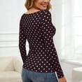 thumbnail image 5 of Bibifish Womens Tshirts Polka Dot Print Color Block Pattern Slim Fit Soft Stretch Slim Fit Long Sleeve Spring Daily Commute Trendy Outfits, 5 of 5