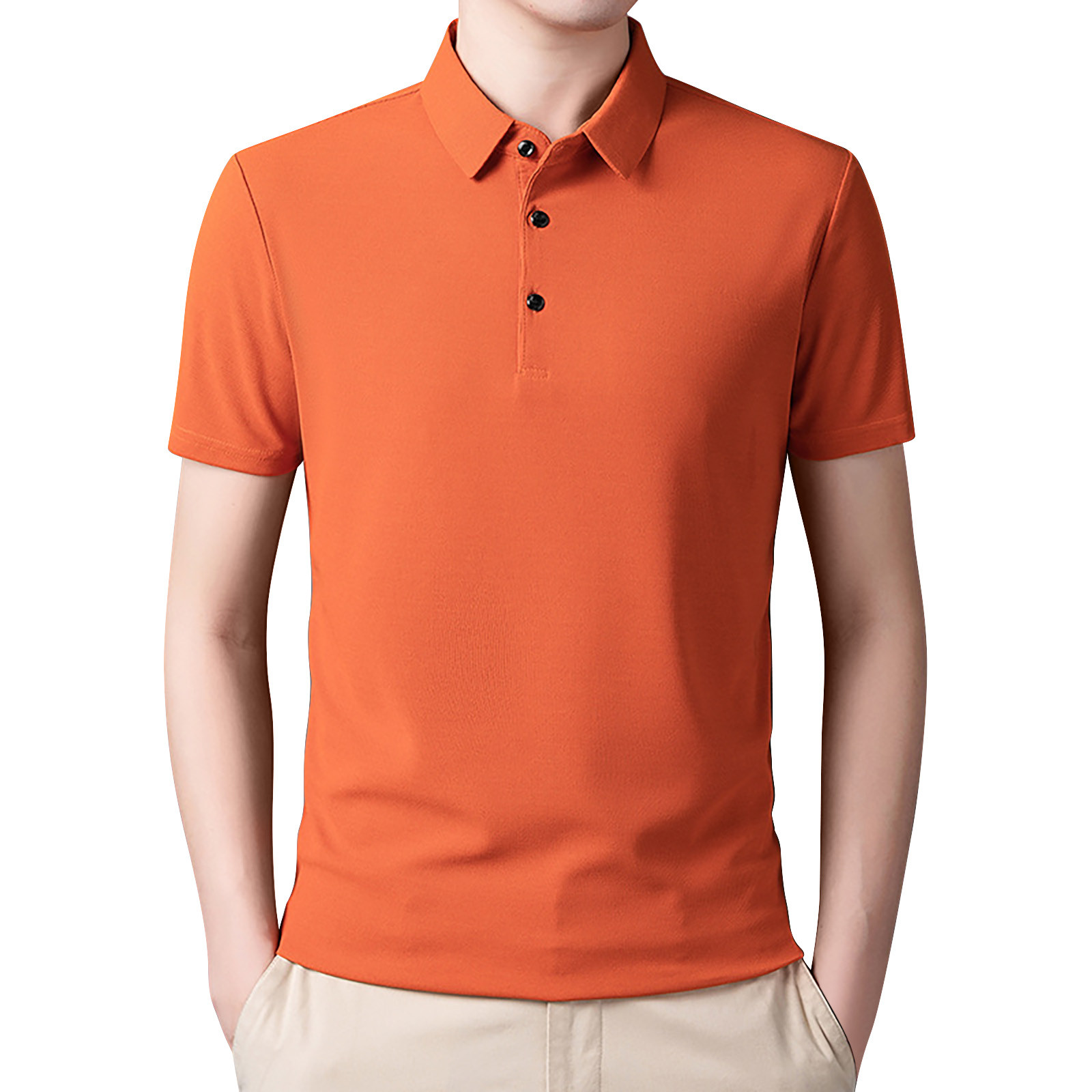 Pedort Shirts For Men Plus Size Dry Fit Performance Print Short Sleeve  Moisture Wicking Golf Polo Shirts Cotton Tops Orange,4XL
