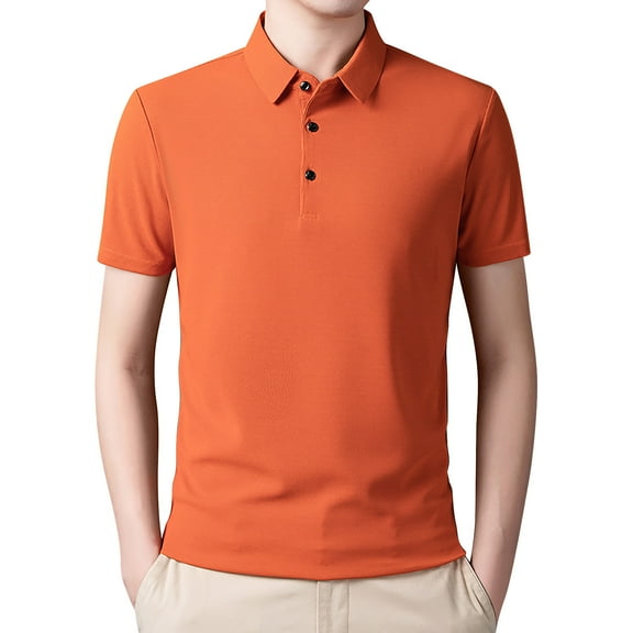 Rrunsv Men Polo Shirt Men's Polo Shirts Short Sleeve Moisture Wicking Casual Collared Shirts Orange,XXXXL