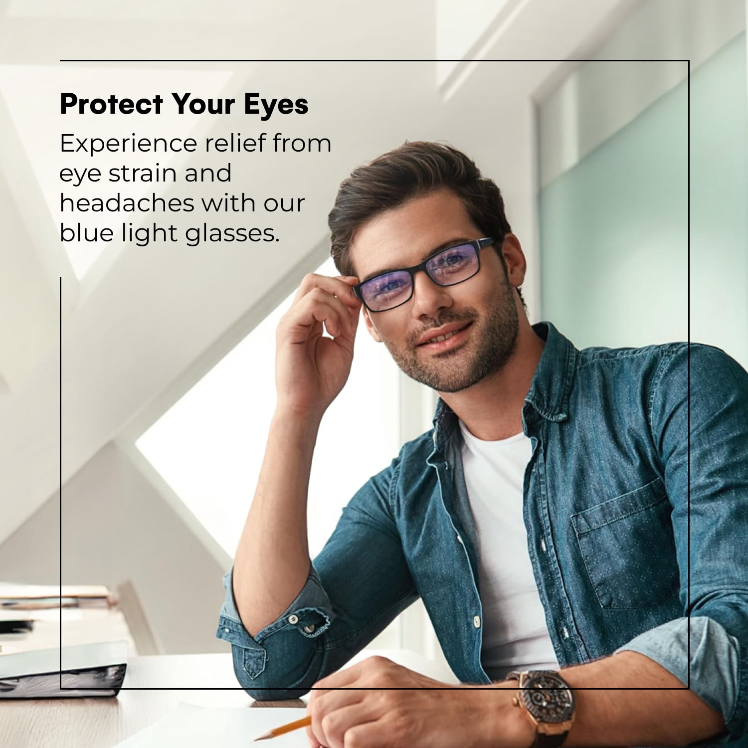 Readerest Blue Light Blocking Reading Glasses, Computer Glasses (Black, 1.25 Magnification)