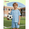 thumbnail image 2 of PatPat Boy Clothes Kids Clothes Set Solid Tee and Shorts Outfit Set 2 Piece 5-6Y, 2 of 9