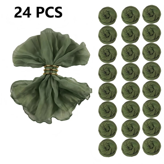 24 Pack Olive Green Cheesecloth Napkins 20"x20", Rustic Gauze Napkin Set, Washable Boho Dinner Table Napkins Bulk for Wedding Party Birthday Decor