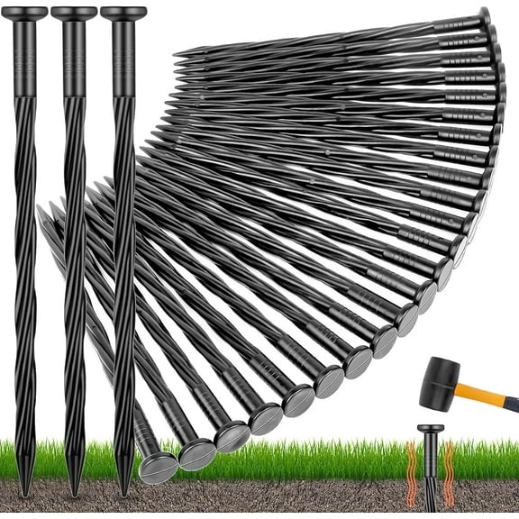 50 Count Plastic Edging Stakes Anchoring Stakes 8-Inch Garden Lawn Yard Landscaping Spikes for Paver Edging, Weed Barrier, Tent, Artificial Turf & More