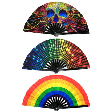 

Folding Fan|Rainbow Rave Hand Fan|Bamboo Holding Hand Fan Large Folding Fan with Bright Color Chinese Kung Fu Folding Fan for Festival Party Procession