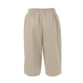 thumbnail image 4 of MLQIDK Linen Capris for Women Lounge Pant Elastic Waist Knee Length Pedal Pushers Dressy Casual Pedal Pushers with Pockets Khaki 2XL, 4 of 7