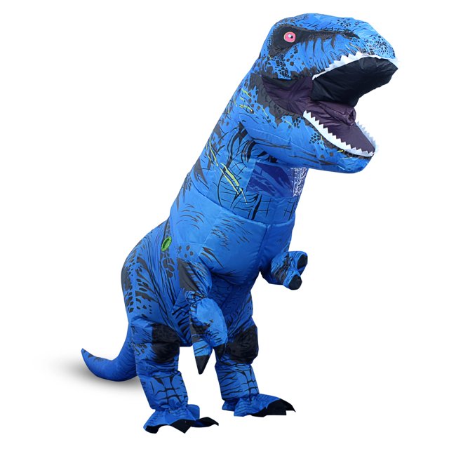 Disfraz inflable de dinosaurio Piamif para adulto, T-Rex, azul, Halloween