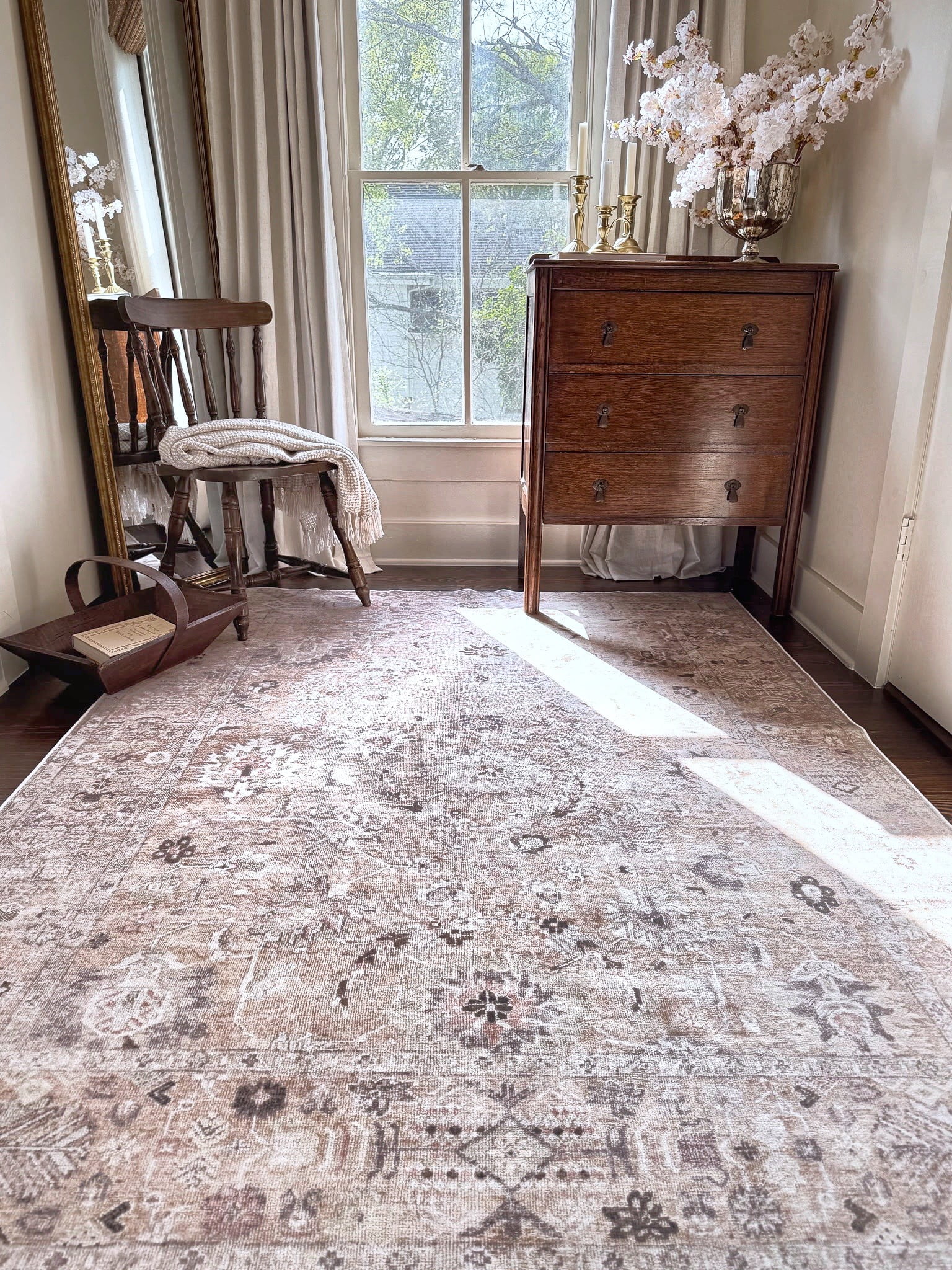 My Texas House Washable Everly Cream 5'3" x 7' 8'10" x 12' Washable Area Rug