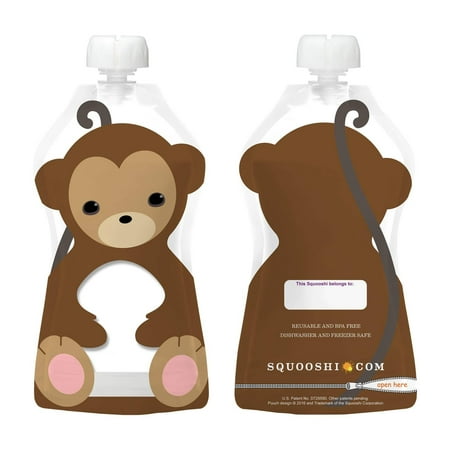 Squooshi Reusable Food Pouch | Large 6 Pack | Monkey