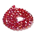 thumbnail image 2 of Transparent Glass Beads 32 Facets AB color Plated Round Cerise 10x8.5~9mm Hole: 1.6mm about 67pcs/strand 23.62''(60cm), 2 of 4