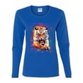 thumbnail image 2 of Tiger Growling Colorful Trippy Tie Dye Animal Lover Womens Graphic Long Sleeve T-Shirt, Royal, X-Large, 2 of 3