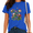 1-blue, variant on UNISHE Women's Muted Apricot Cabbage Rose Bloom Bud Thorn Stem Green Leaf Floral Graphic Short Sleeve T-Shirt
