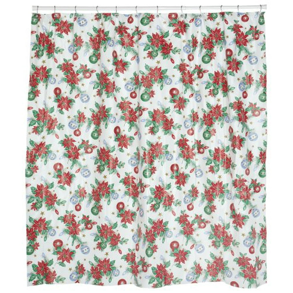 poinsettia 5 gauge vinyl print shower curtain size 72x72