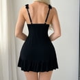 thumbnail image 5 of VONCOS Womens Nightgown Lace Trim Chemise Black Modal Cotton Blend Ruffle Straps V-Neck Sleepwear Comfy Lounge,Size XL, 5 of 9