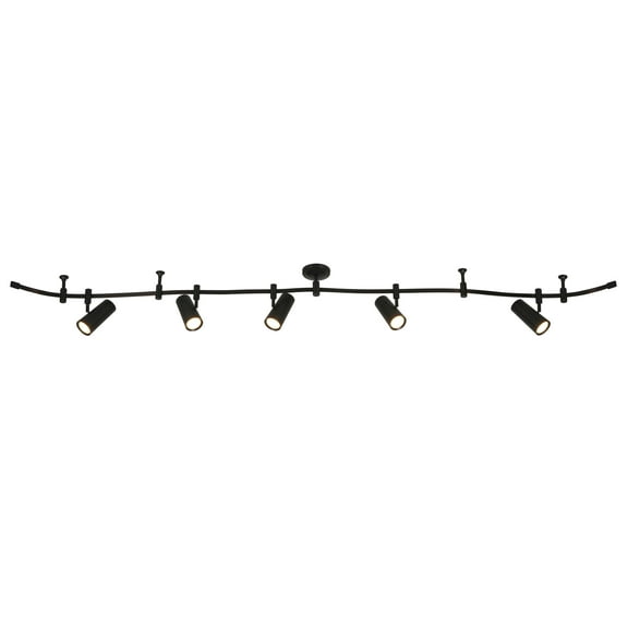 Catalina Lighting Ellipse Flex Track 5-Light Dimmable LED Track Light with 8' Adjustable Track Rail Modern Light Fixture for Kitchen, Living Room, Bedroom, or Office, 3000K, Black