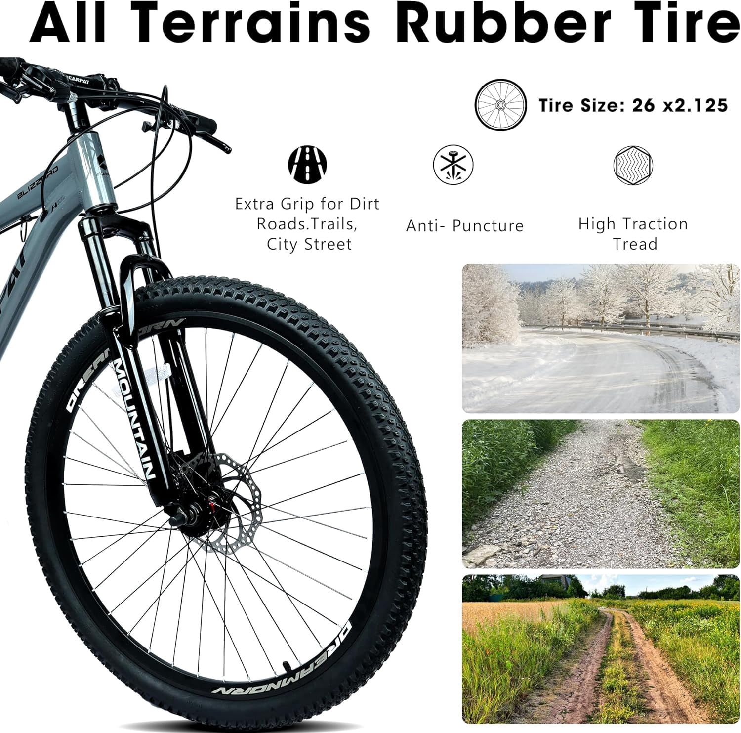 Ambifirner Mens Mountain Bikes: 21 Speeds Lightweight Cycling Bicycles, Dual Disc/V Brake,Metal Frame Bicycle for Men and Women, Adult Racing Bike with Comfort Seats